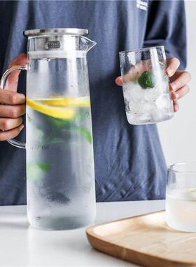 Large capacity glass pot with lid and cold drink pot cup set