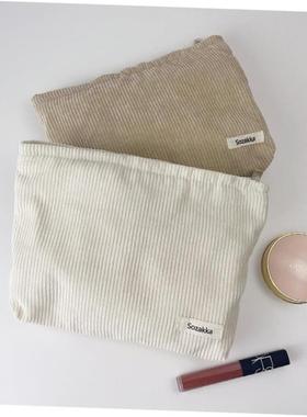 Corduroy Women Cosmetic Bag Cotton Cloth Makeup Pouch Hand T