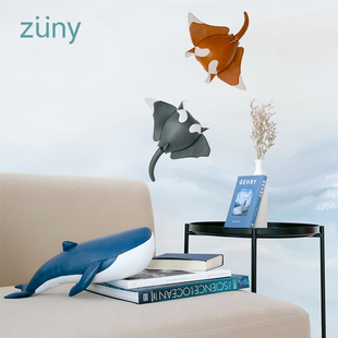 Zuny动物摆件海洋系列蓝鲸鬼蝠魟客厅落地书房摆件
