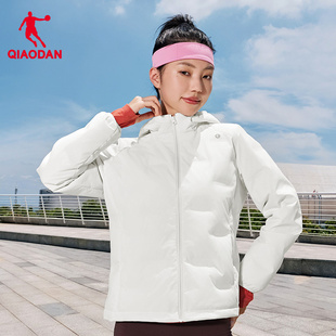 乔丹官方商场打折羽绒服女士2025年冬季新款轻薄连帽防风保暖外套