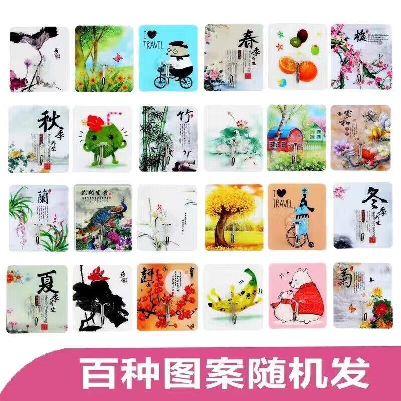 挂墙挂钩强力挂钩可爱粘胶贴墙壁门后贴图案免打孔承重挂彩色衣钩