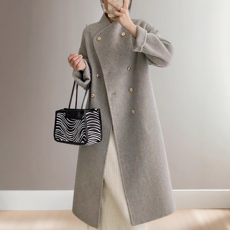 羊绒大衣女秋冬新款长款宽松气质修身韩版塑形大衣女双面羊绒