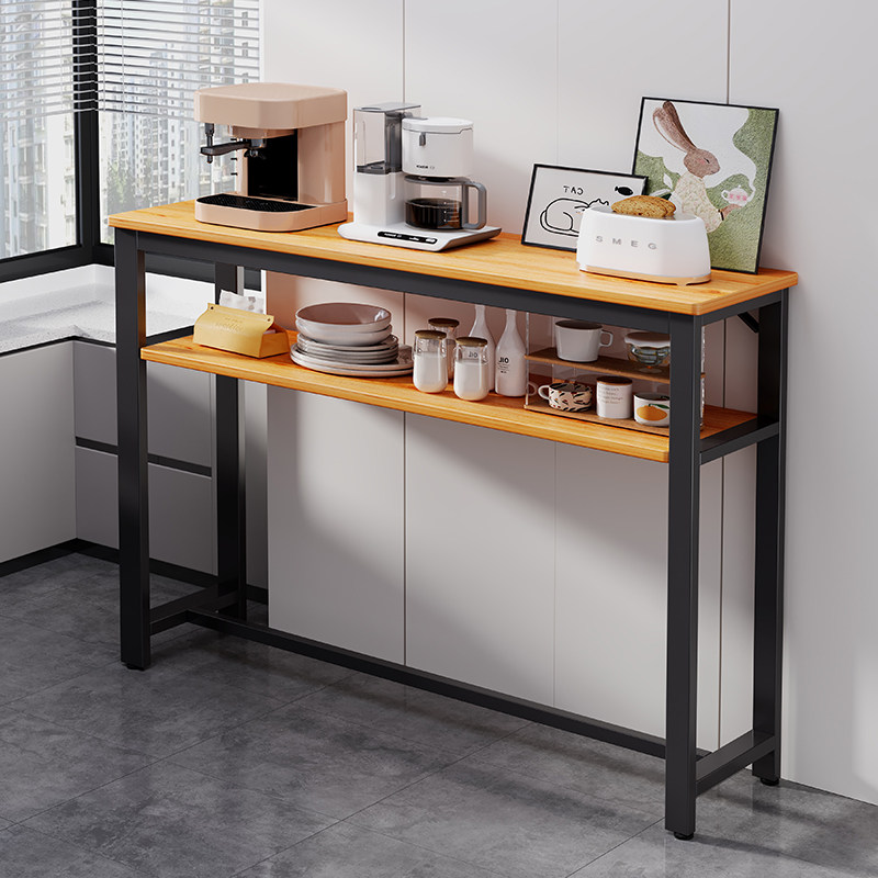 夹缝窄缝置物架茶水间咖啡机摆放台茶吧机客厅墙边吧台一字长条桌