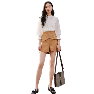 Vero Moda奥莱针织衫毛衣女秋季新款拼接蕾丝网纱泡泡袖上衣流行