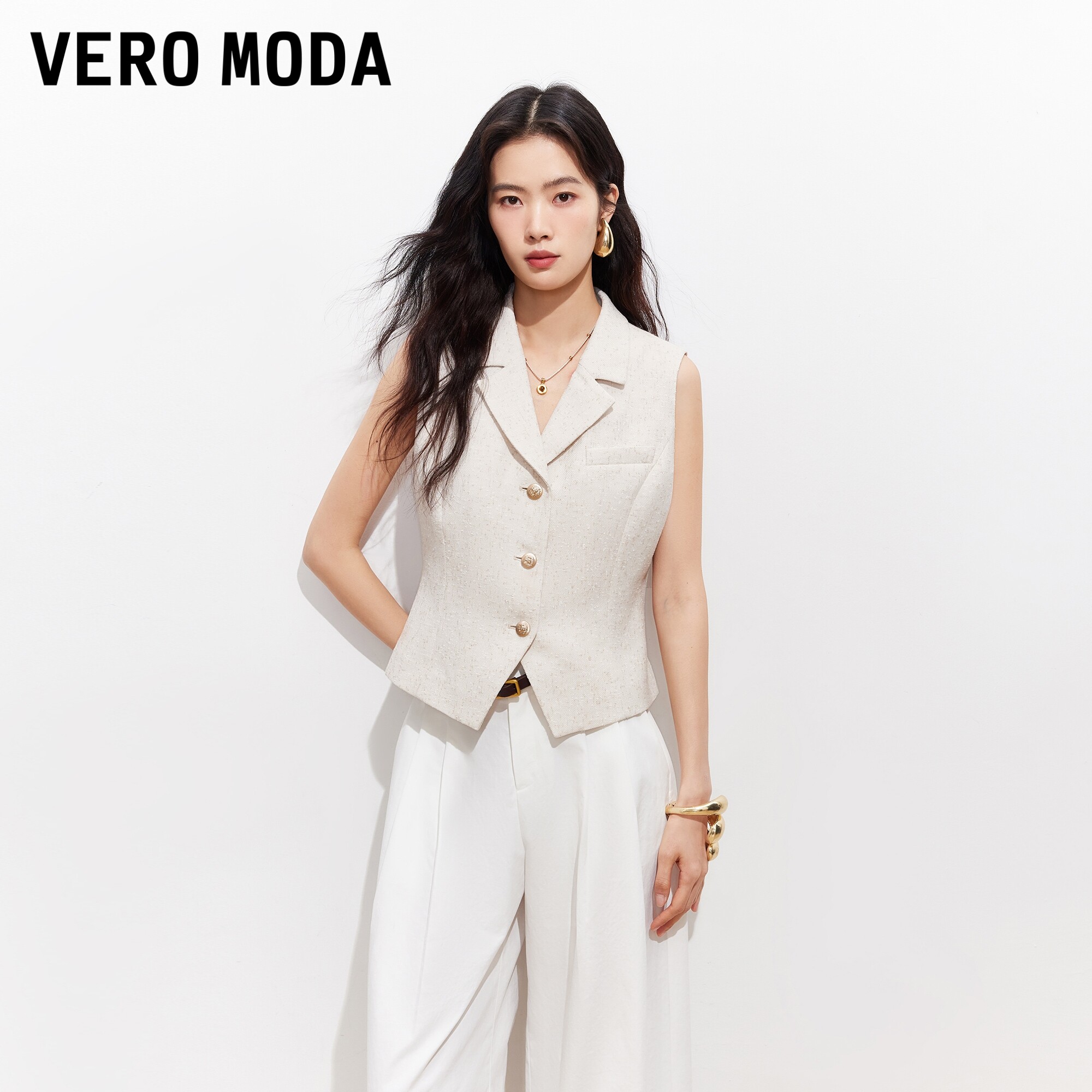 VeroModa无袖收腰短款马甲流行