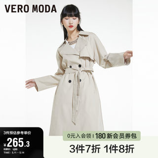 Vero Moda奥莱风衣春夏清仓ins风复古翻领双排扣外套大衣上衣女