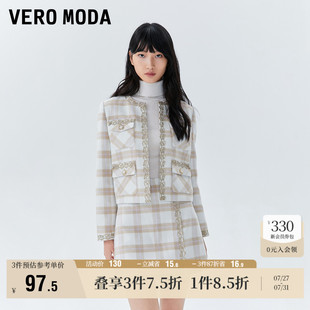 Vero 优雅小香风甜美气质格纹高腰女 Moda奥莱半身短裙夏季 新款