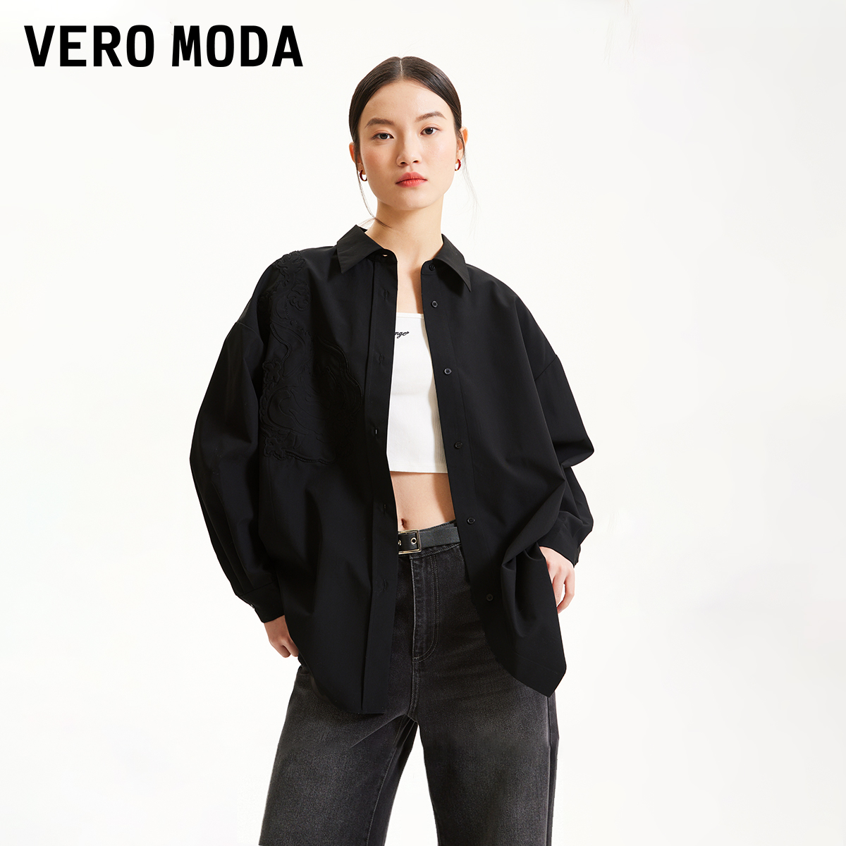 VeroModa宽松简约长袖衬衫