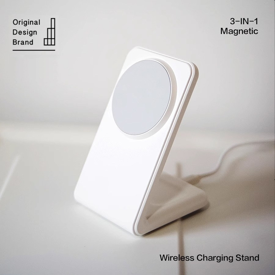 霸力源磁吸二合一适用苹果iPhone支持Standby耳机手机二合一15W快充支架立式无线充电器桌面手机支架专用底座