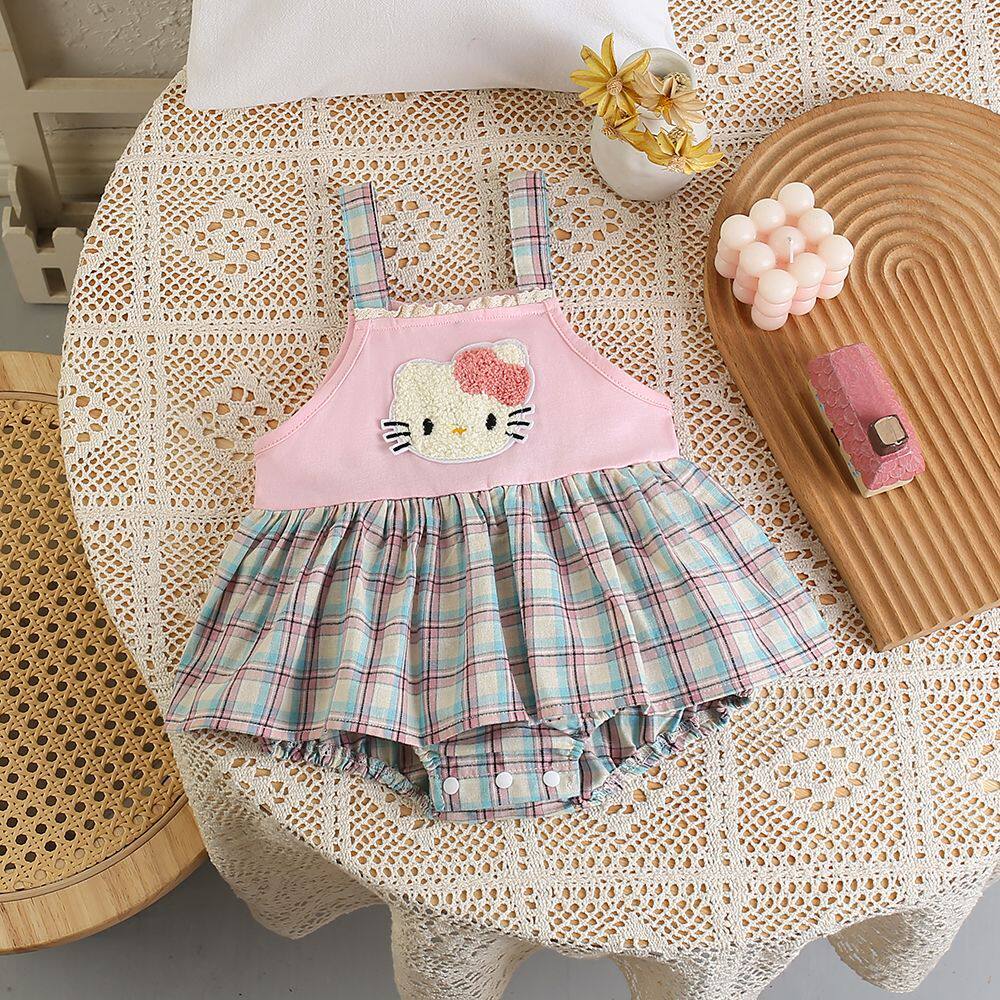 婴幼儿衣服夏季薄款女宝宝包屁衣满月百天可爱卡通猫咪连体衣夏装