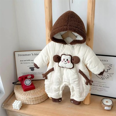 婴儿连体衣秋冬保暖加厚双拉链