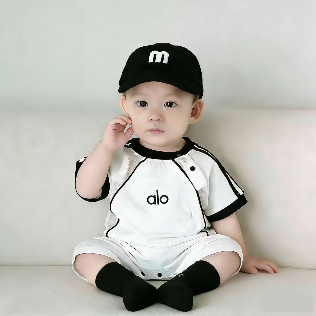 婴幼儿宝宝夏季装肩开扣连体衣清凉舒适薄款透气短袖哈衣爬服