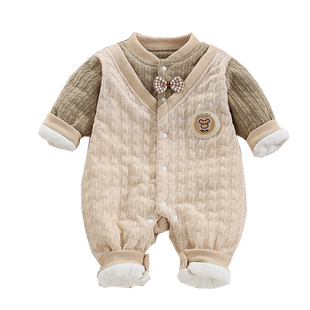 婴儿连体衣秋冬新款男宝外穿薄棉宝宝夹棉哈衣超萌加绒保暖衣服潮