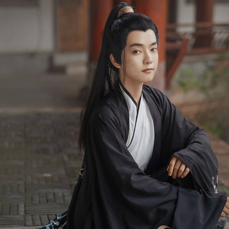 MIDU 봄 여름 오리지널 정통 HANFU 남성용 WEI JIN 스타일 블랙 스타일 HANFU 소년과 학생용 요정 고대 의상 남성용 HANFU