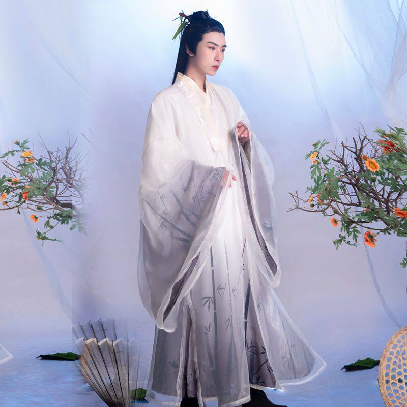 MIDU 오리지널 HANFU 오리지널 [스타] 프린트 명나라 망토 크로스 칼라 가을 겨울 매일 남성과 여성을위한 같은 스타일