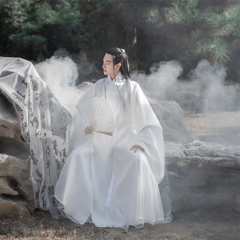 HANFU 남자 요정 고대 의상 HANFU 슈퍼 요정 남자 고대 스타일상의 큰 소매 셔츠 남자 요정 기사 학자 학생 봄