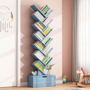 书架落地式可移动置物架多层简易收纳储物架一体靠墙树形书架