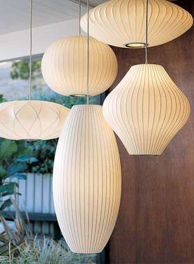 北欧Nelsonr Miller蚕丝气泡吊灯中古风侘寂风餐厅吊灯法式卧室灯