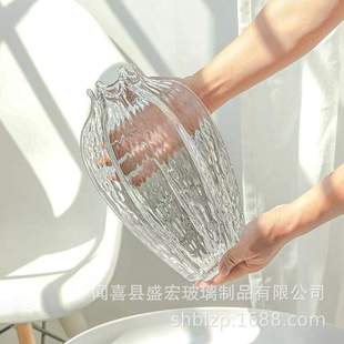 餐桌北欧造型创意杨桃透明玻璃花瓶插花干花鲜花客厅轻奢加工定制