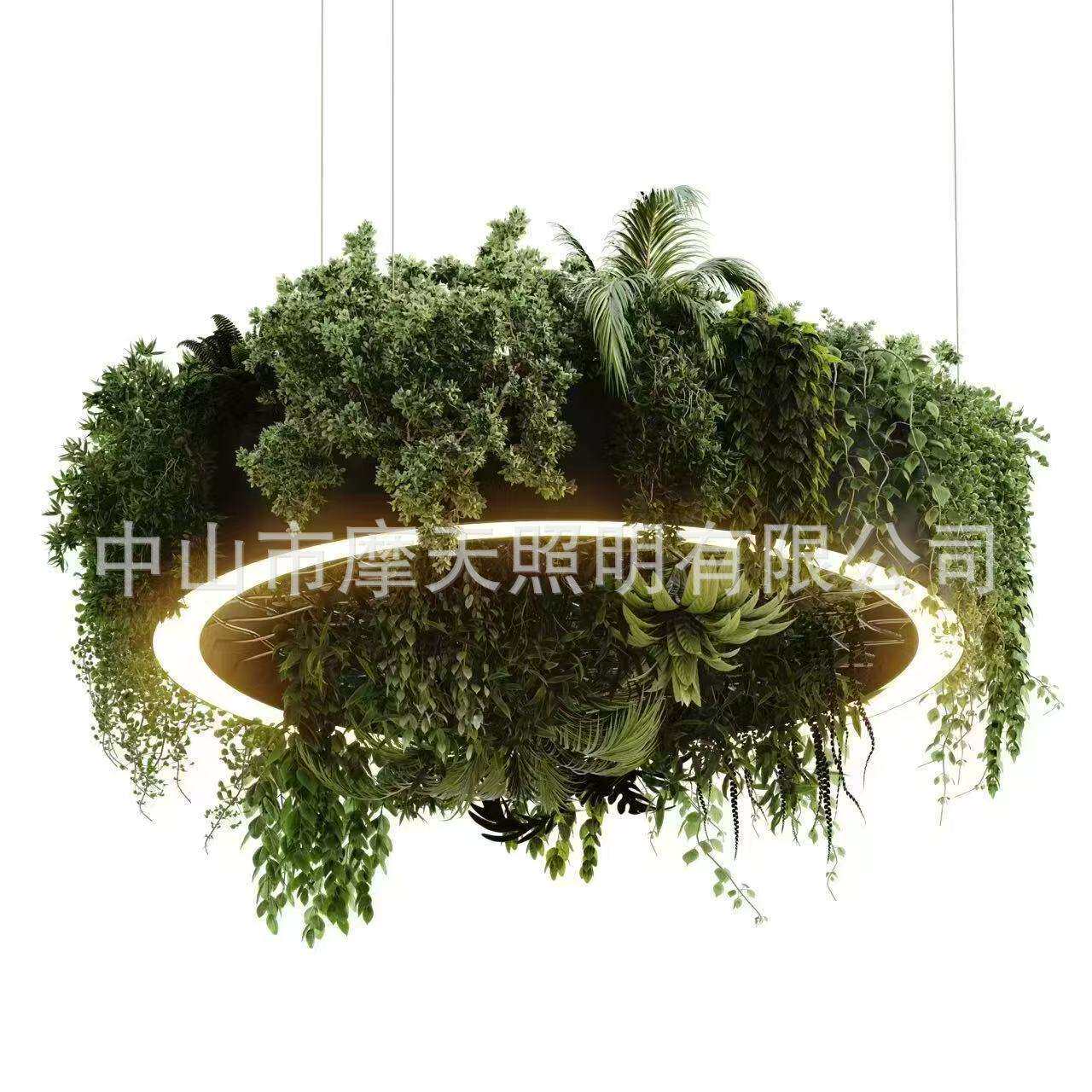 植物吊灯定制创意LED大型圆环形吊灯餐厅展厅休闲区售楼部