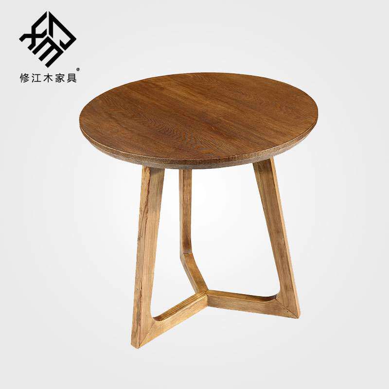 木饰面客厅家用茶桌 酒店餐厅电镀螺栓茶几 北欧风咖啡厅实木桌子