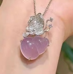 葫芦九紫离玉髓火吊坠项链仙子玛瑙纯银S925紫霞新冰紫蝴蝶紫中式