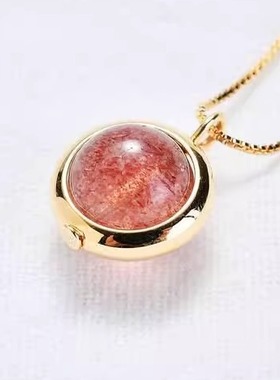 链晶森系桃花项链清新粉韩版女