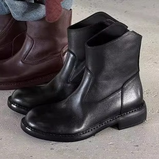 切尔西~秋日靴女马丁靴记忆~2025短筒冬短靴复古小休闲拉链侧厚底
