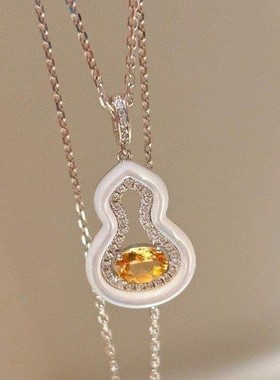 复古精致项链锁骨轻奢葫芦黄钻链