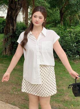 上衣通勤简约白色232500风衬衣气质慵懒大码女装2026时尚小夏飞袖