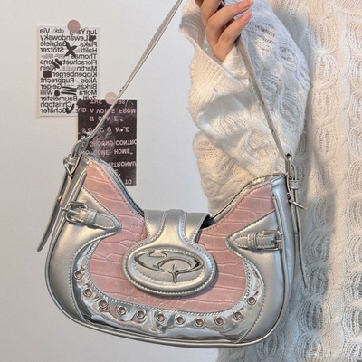 New motorcycle bag, women's crocodile patterned armpit bag,