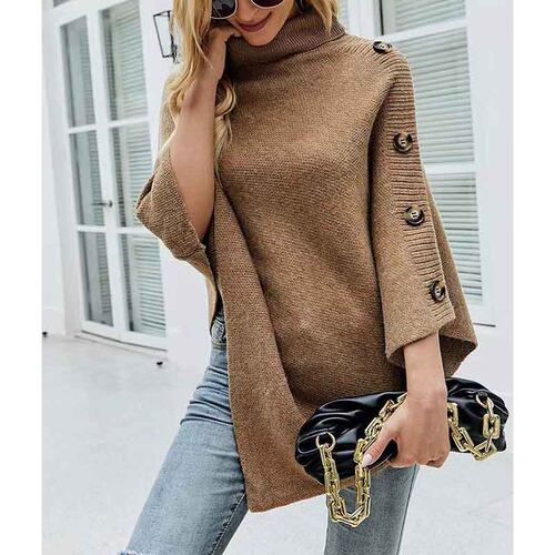 Autumn spring women's shawl cape sweater, high neck knitted