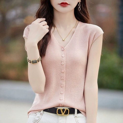 Knitted vest women's spring summer sexy V leader base top