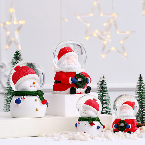 Christmas Santa Claus with lights crystal balls desktop toy