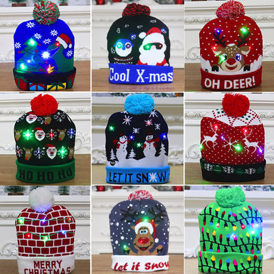Christmas High end adult children's colorful glowing hat cap