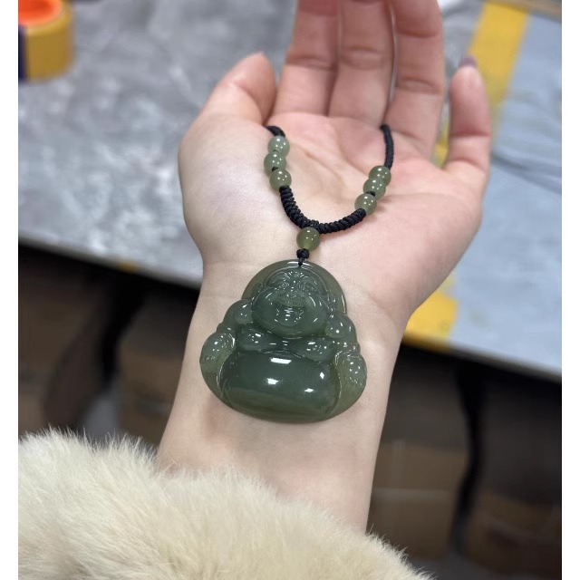 天然和田玉佛吊坠女晴水玉石弥勒佛像佛公项链挂件玉佩玉坠晴水佛