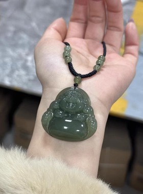 天然和田玉佛吊坠女晴水玉石弥勒佛像佛公项链挂件玉佩玉坠晴水佛