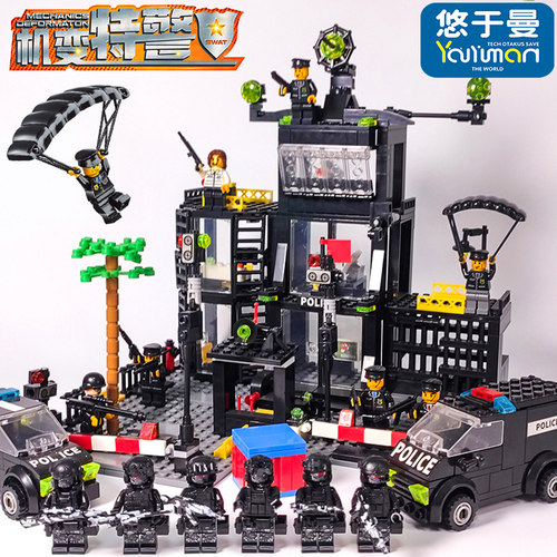 2026新款特警警察局大楼积木人仔