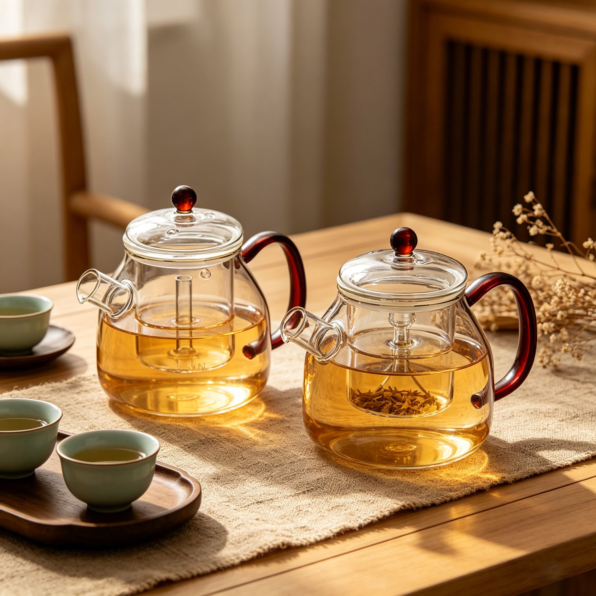 黑晶炉耐热玻璃蒸茶壶煮茶器蒸汽煮茶壶黑茶普洱烧水壶泡茶壶家用
