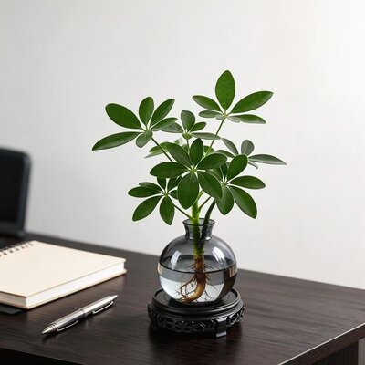 八方来财鸭脚木水培植物花卉盆栽办公室内绿植客厅净化空气招财运
