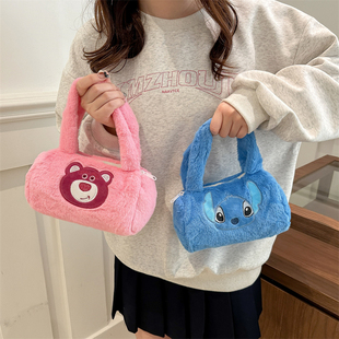 妈妈手拎包卡通手提袋毛绒钥匙包女生收纳包零食小包可爱手提包包