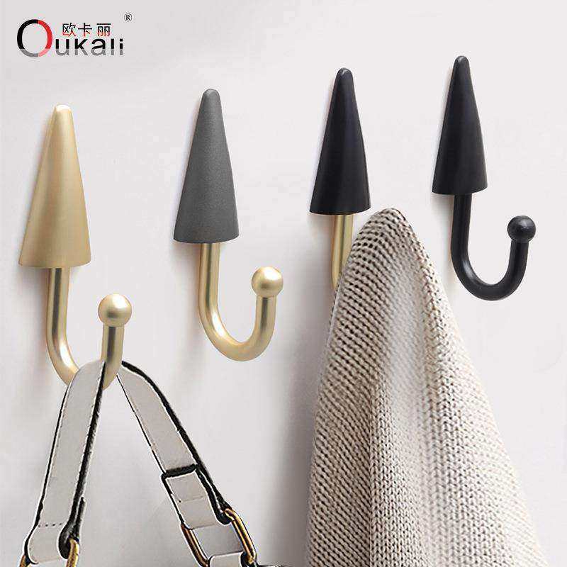 北欧创意金属锌合金挂钩简约单钩壁钩衣帽钩尖头金色黑色现代家用,收纳整理,暖气片置物架,淘宝优惠券,粉丝福利购,淘宝优惠卷
