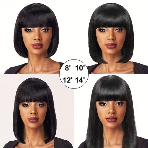 真人发机制齐刘海bob直发头套straight human hair wigs