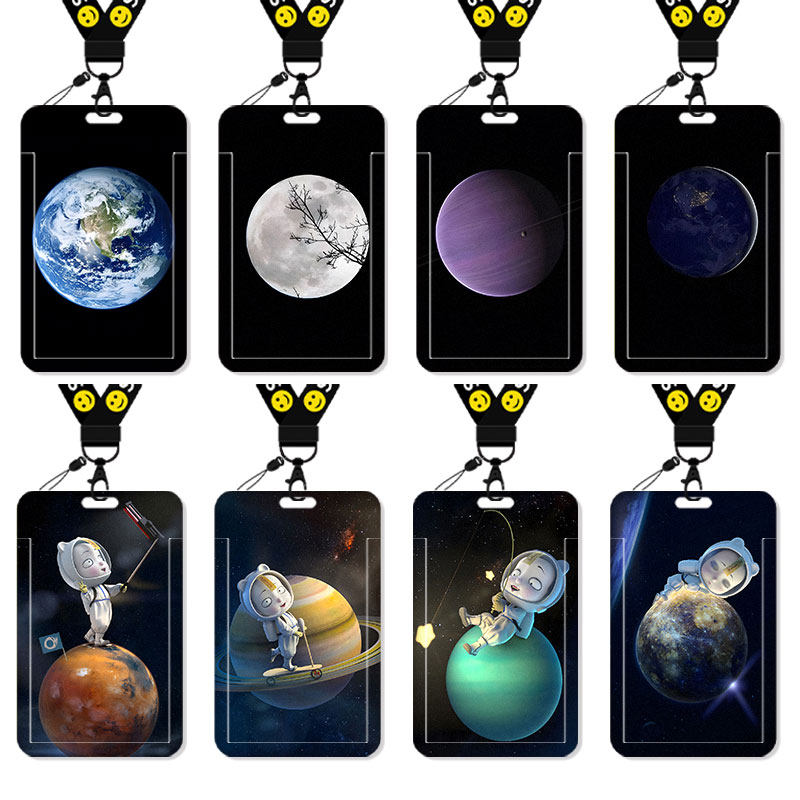 月球地球宇宙星球卡套饭卡校园卡身份证保护套公交卡学生水卡证件交通小卡片套工作证工牌证件套校牌挂绳防丢