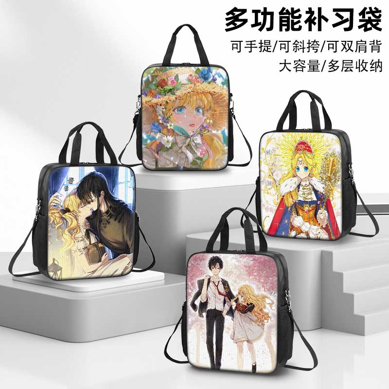 某天成为公主补习袋2025新款男孩小学生作业手提袋女学生拎书袋初中生补课包轻便帆布包儿童美术袋手提包斜跨