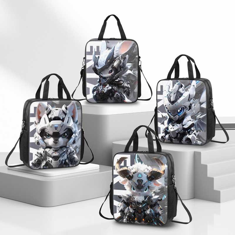 十二生肖机甲补习袋2025新款男孩小学生手提袋女学生拎书袋初中生补课包帆布包儿童一年级美术袋手提包大容量