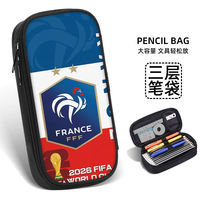 World Cup football pen case, primary school pencil box 2026 New Super popular stationery bag, junior high school student pen case, student stationery box, children's Internet celebrity bestseller, boys and girls, boys Argentina Messi team logo thumbnail 4
