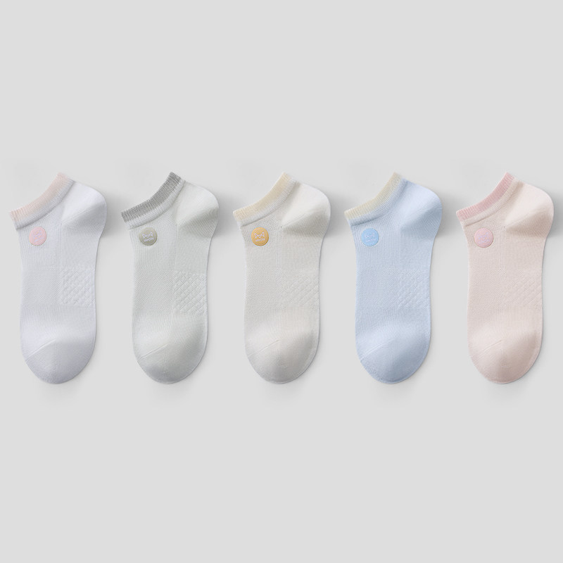Catman Socks Women's Spring/Summer Thin Ice Silk Cool Breathable Mesh Anti-Odor Sweat-Absorbing 2026 New Cotton Short Boat Socks Y