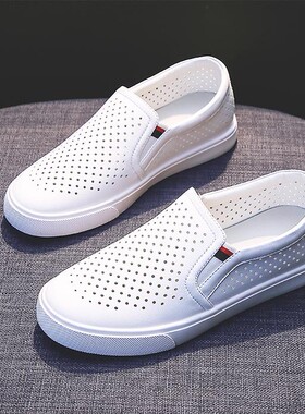 皇家百丽诗官方旗舰店女鞋镂空圆头套脚内增高平底小白鞋清仓折扣