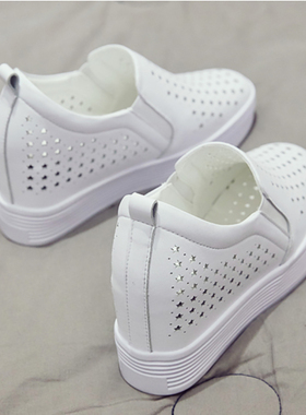 皇家百丽诗官方旗舰店内增高小白鞋镂空单鞋2024春夏新款显瘦女鞋